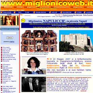 La home page del sitoweb www.miglionicoweb.it